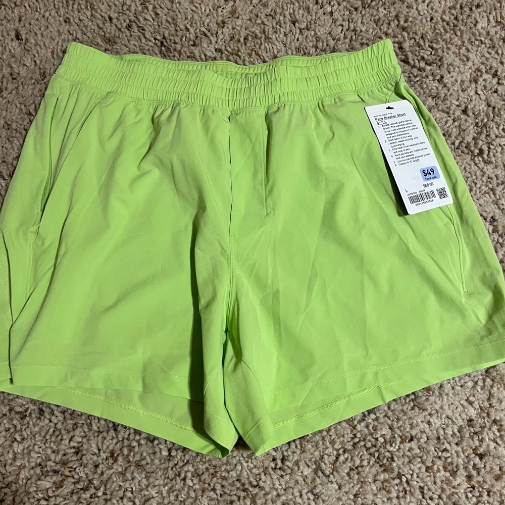 Lululemon Athletica Lime Green Pace Breaker Shorts